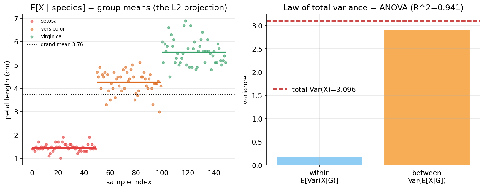 Conditional expectation and the variance decomposition